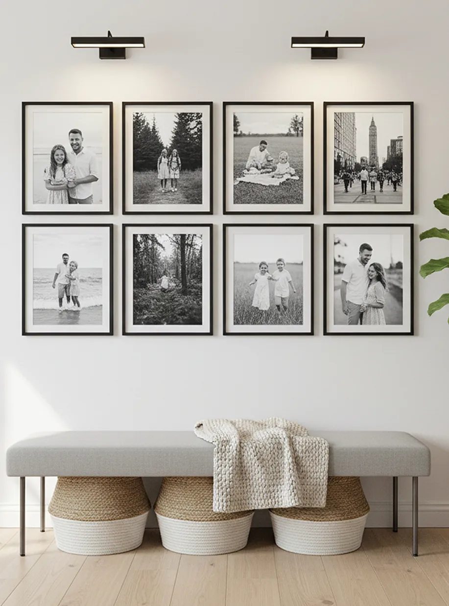 Képkeret - fekete fehér családi fotókkal