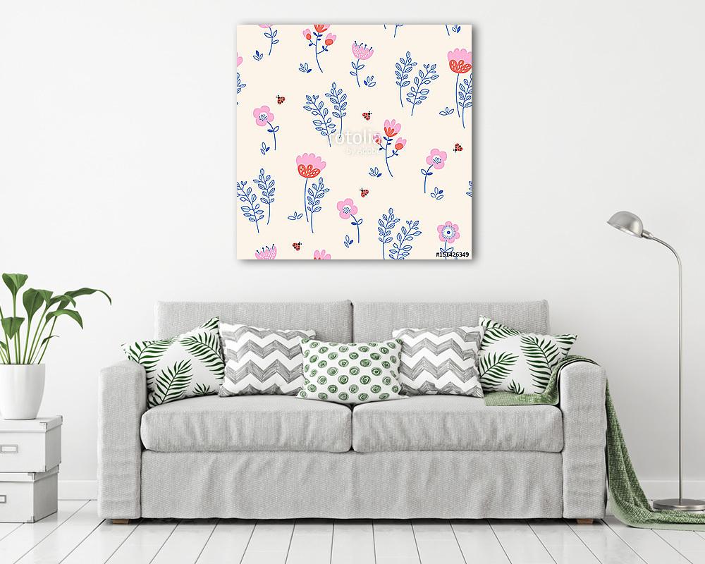 Bájos virágok tapétaminta (vászonkép) - vászonkép, falikép otthonra és irodába