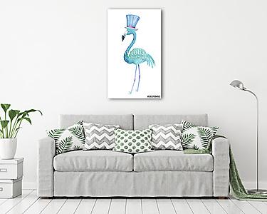 Flamingó kalapban. (akvarell reprodukció) (vászonkép) - vászonkép, falikép otthonra és irodába