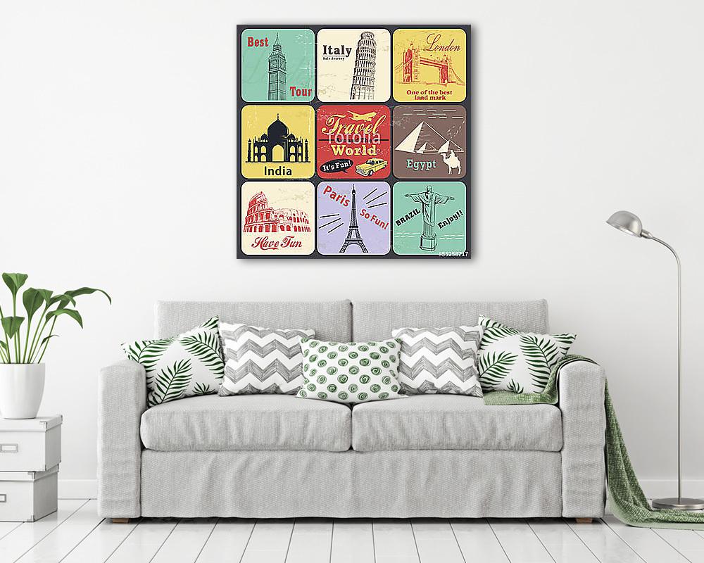 Vintage utazási plakát és címke (poszter) - vászonkép, falikép otthonra és irodába