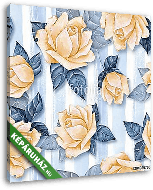 Floral seamless pattern. Watercolor background with beautiful ro - vászonkép 3D látványterv