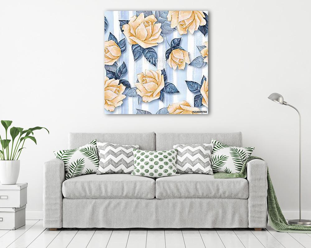 Floral seamless pattern. Watercolor background with beautiful ro - vászonkép, falikép vásárlás Floral seamless pattern. Watercolor background with beautiful ro (vászonkép) - vászonkép, falikép otthonra és irodába