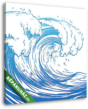 Great wave hand drawing illustration - vászonkép 3D látványterv