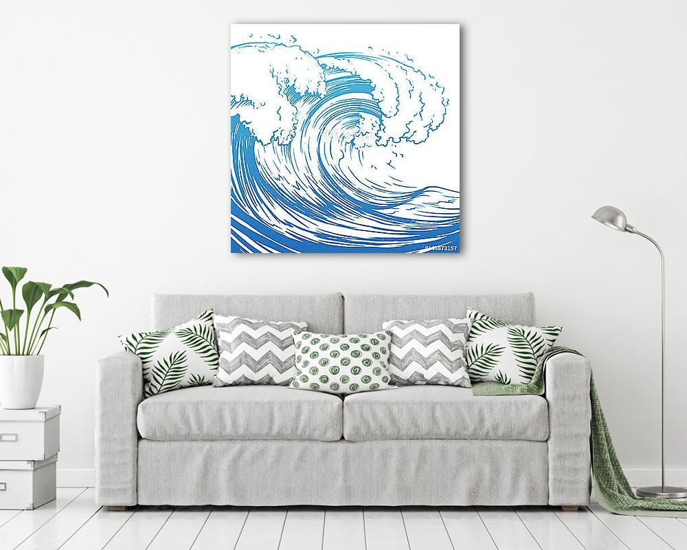 Great wave hand drawing illustration - vászonkép, falikép vásárlás Great wave hand drawing illustration (vászonkép) - vászonkép, falikép otthonra és irodába