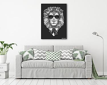 Portrait of Lion in suit. Vector (vászonkép) - vászonkép, falikép otthonra és irodába
