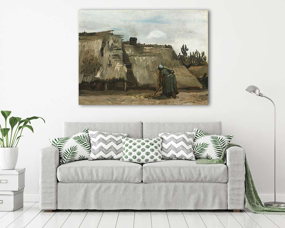 Parasztasszony ás a kunyhója előtt (fotótapéta) - vászonkép, falikép otthonra és irodába