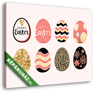Húsvéti tojás díszítése és formatervezése. Vektor illusztráció - vászonkép 3D látványterv
