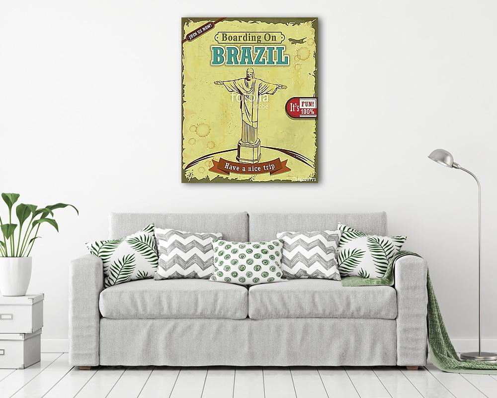 Vintage Brazil Travel plakáttervezés (többrészes kép) - vászonkép, falikép otthonra és irodába