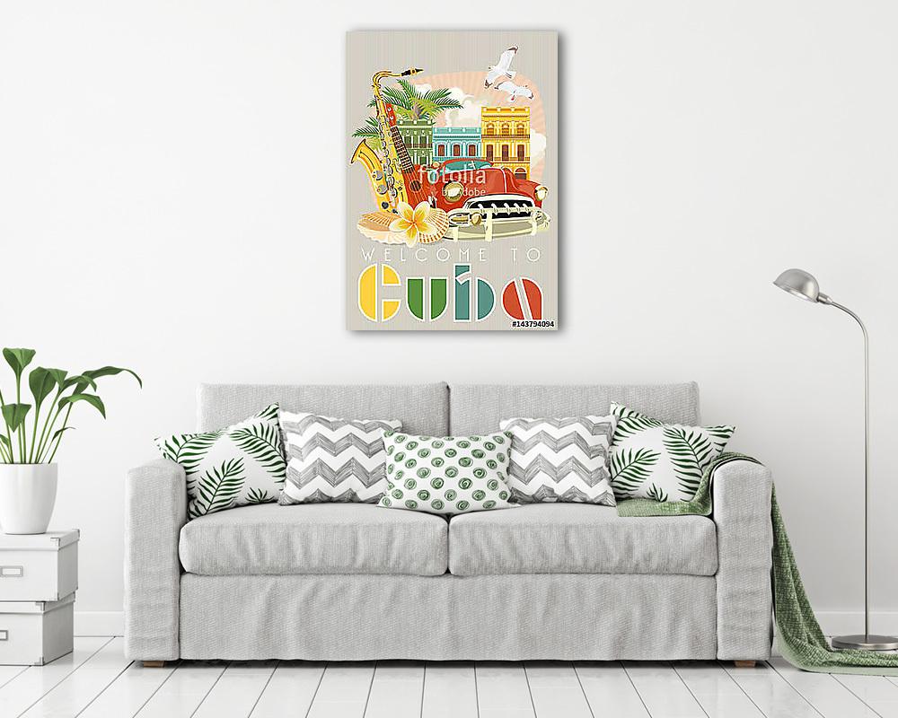 Kuba látványosság és látnivalók - utazási képeslap fogalom. Vect - vászonkép, falikép vásárlás Kuba látványosság és látnivalók - utazási képeslap fogalom. Vect (vászonkép) - vászonkép, falikép otthonra és irodába