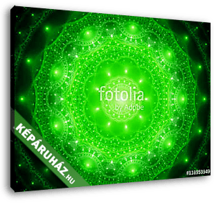 Green glowing mandala in space - vászonkép 3D látványterv