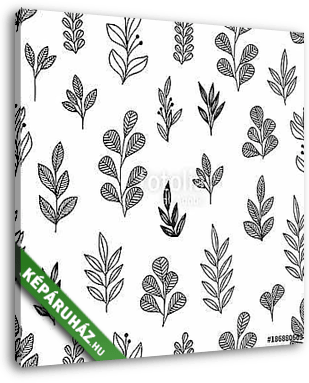 Stylized flowers and branches. Vector linear seamless pattern fo - vászonkép 3D látványterv