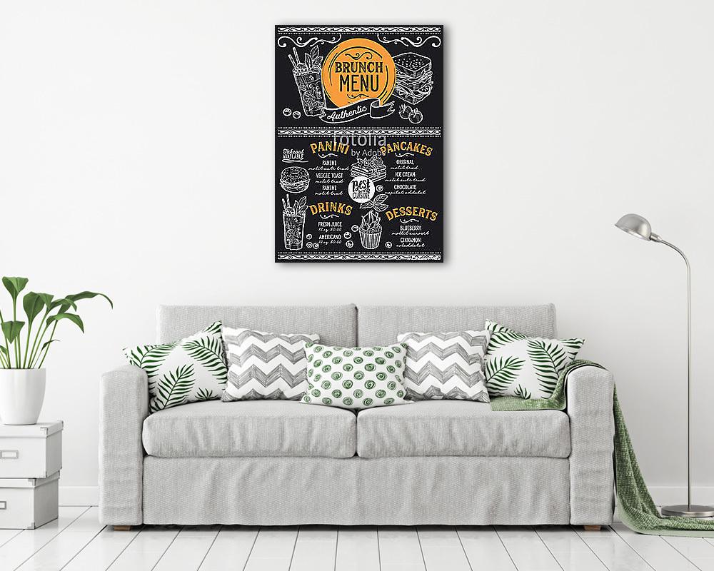 Brunch restaurant menu. Vector food flyer for bar and cafe. Desi (fotótapéta) - vászonkép, falikép otthonra és irodába