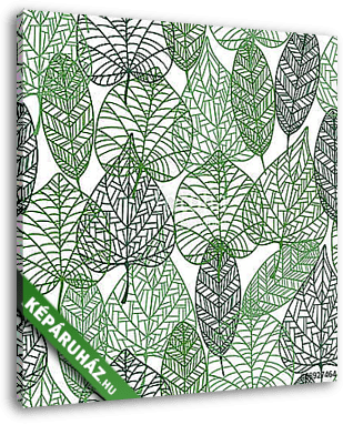 Green leaves seamless pattern - vászonkép 3D látványterv