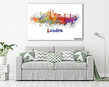 London V2 skyline in watercolor splatters with clipping path (vászonkép) - vászonkép, falikép otthonra és irodába