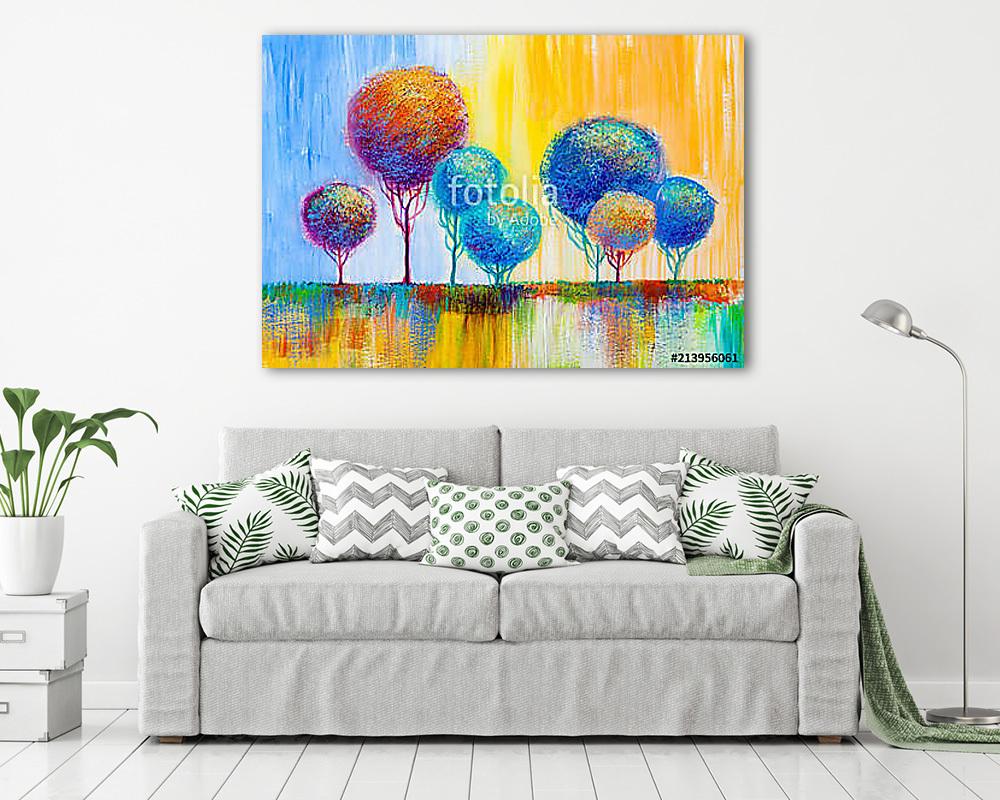 Absztrakt színes művészi fák (olajfestmény reprodukció) - vászonkép, falikép vásárlás Absztrakt színes művészi fák (olajfestmény reprodukció) (vászonkép) - vászonkép, falikép otthonra és irodába