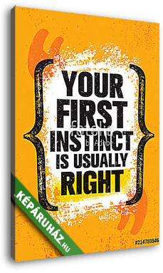 Your First Instinct Is Usually Right. Inspiring Creative Motivation Quote Poster Template. - vászonkép 3D látványterv