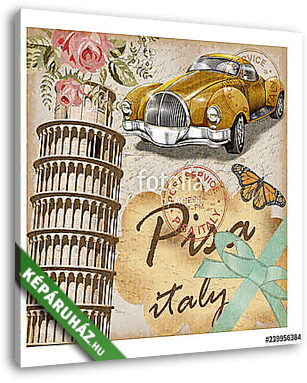 Pisa vintage poster.Печать - vászonkép 3D látványterv