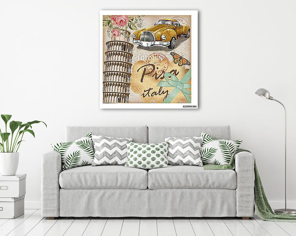 Pisa vintage poster.Печать - vászonkép, falikép vásárlás Pisa vintage poster.Печать (fotótapéta) - vászonkép, falikép otthonra és irodába