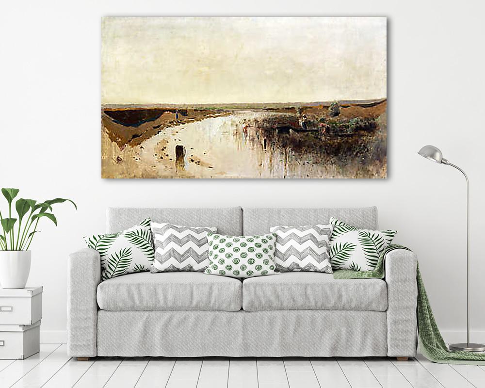 Nyári táj, folyóval - vászonkép, falikép vásárlás Nyári táj, folyóval (keretezett kép) - vászonkép, falikép otthonra és irodába