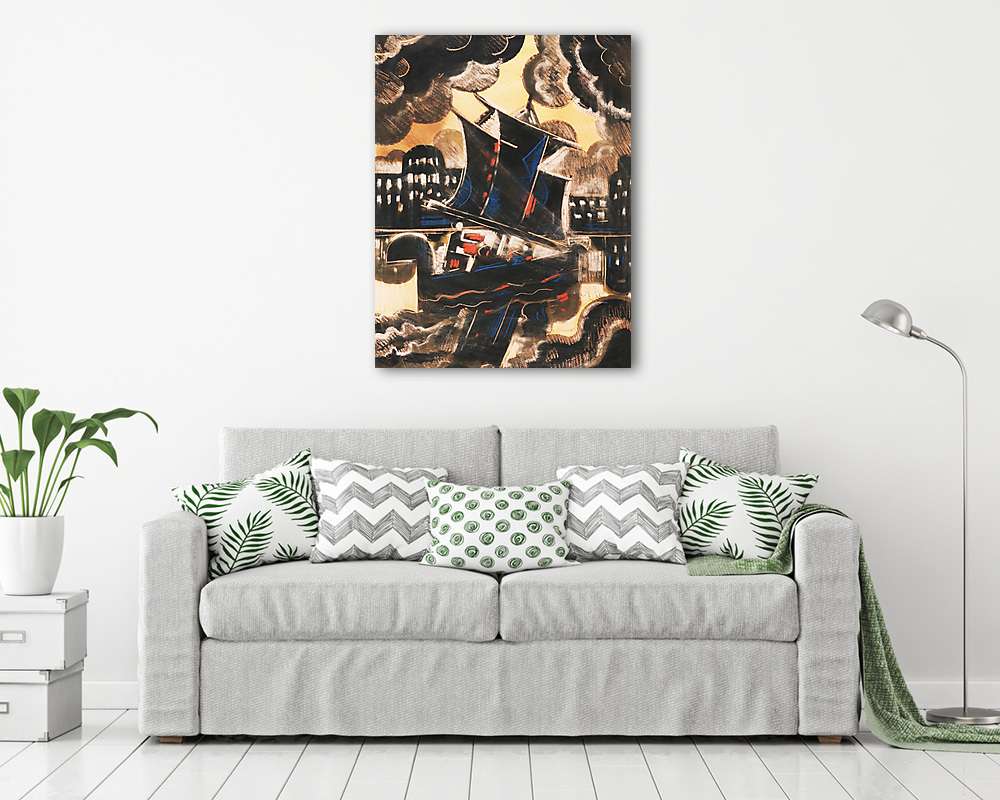 Hajó esti fényben (többrészes kép) - vászonkép, falikép otthonra és irodába