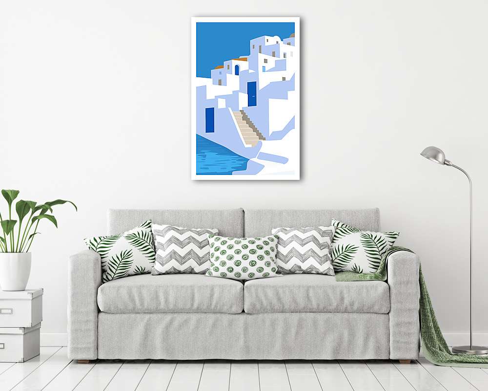Santorini minimal poszter sorozat 1-4 (keretezett kép) - vászonkép, falikép otthonra és irodába