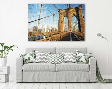 Brooklyn Bridge napkelte napján, New York City (vászonkép) - vászonkép, falikép otthonra és irodába