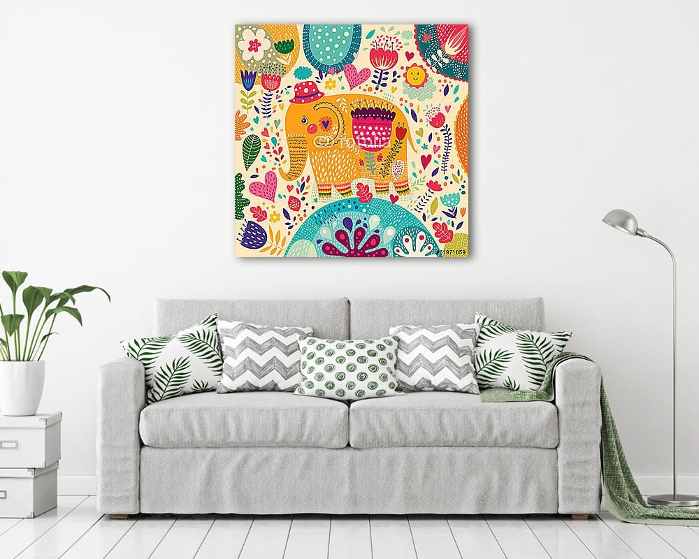 Nyomtatás elefánttal - vászonkép, falikép vásárlás Nyomtatás elefánttal (vászonkép) - vászonkép, falikép otthonra és irodába