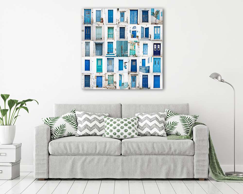 A görög ajtók kollázsai: kék, türkiz, zöld - vászonkép, falikép vásárlás A görög ajtók kollázsai: kék, türkiz, zöld (vászonkép) - vászonkép, falikép otthonra és irodába