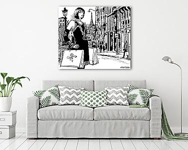 Nő vásárlás Párizsban (vászonkép) - vászonkép, falikép otthonra és irodába