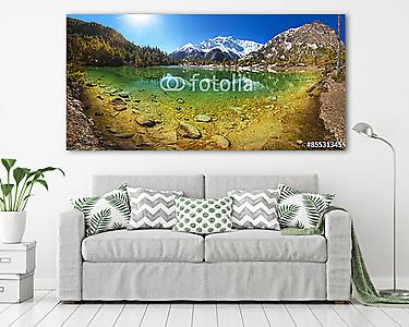 Türkizkincs. Gyönyörű hegyi tó kristálytiszta w (vászonkép) - vászonkép, falikép otthonra és irodába