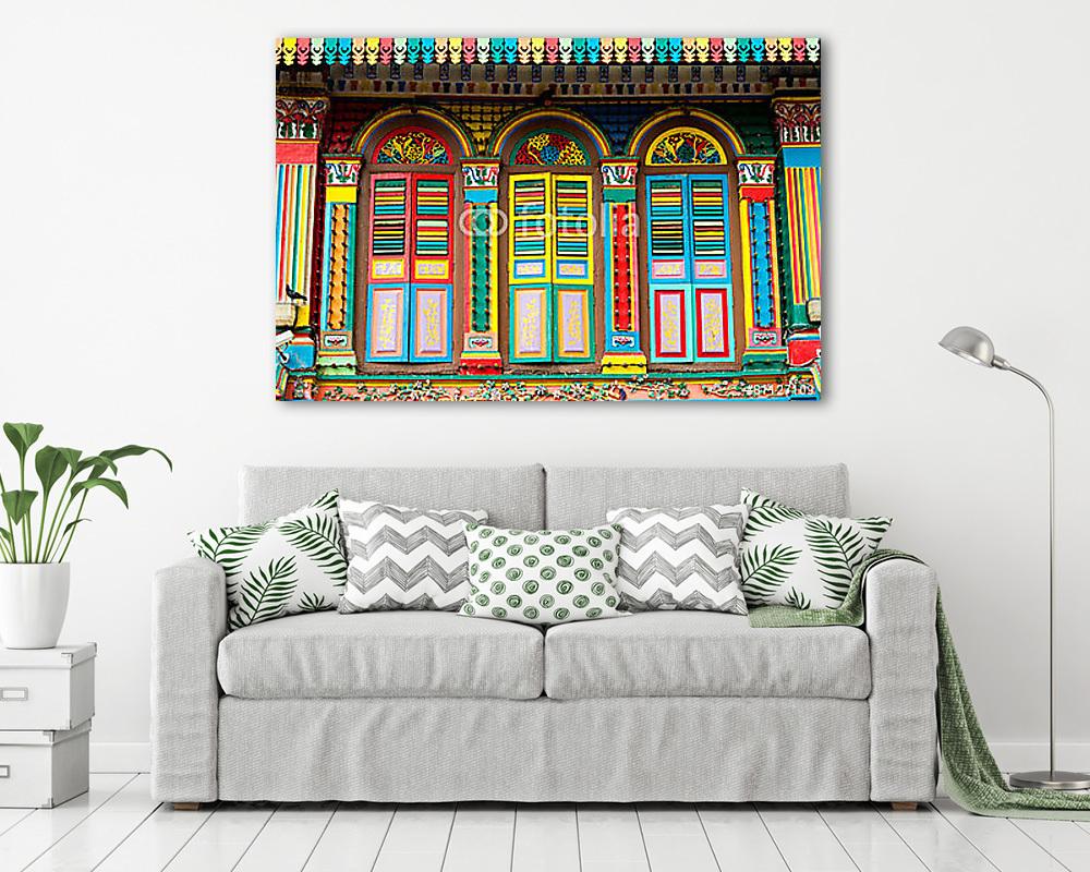 Kis India, Szingapúr színes építészete - vászonkép, falikép vásárlás Kis India, Szingapúr színes építészete (vászonkép) - vászonkép, falikép otthonra és irodába