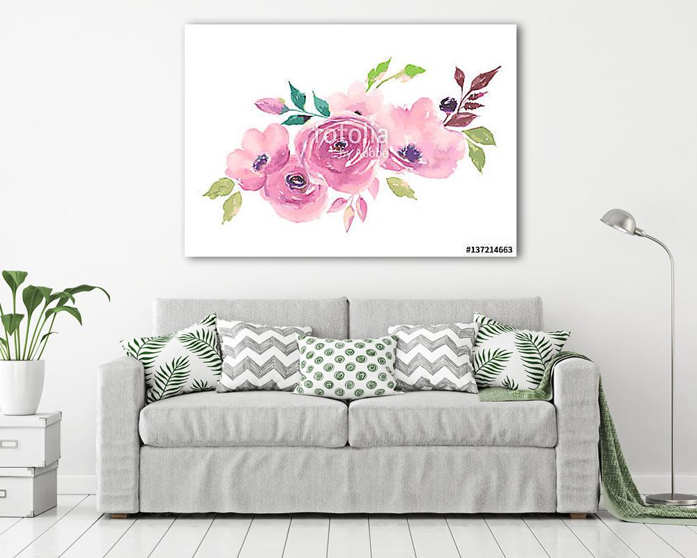 Watercolor bouquet. Painted flowers (fotótapéta) - vászonkép, falikép otthonra és irodába