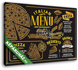 Pizza restaurant menu. Vector food flyer for bar and cafe. Desig - vászonkép 3D látványterv