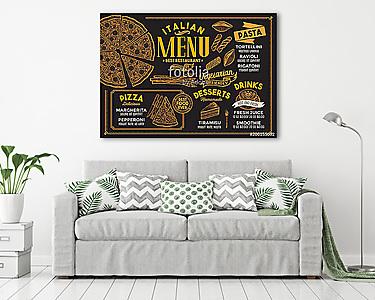 Pizza restaurant menu. Vector food flyer for bar and cafe. Desig (vászonkép) - vászonkép, falikép otthonra és irodába