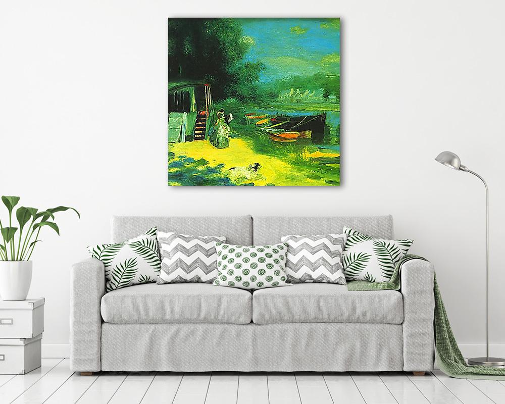 Folyópart beszélgető párral (fotótapéta) - vászonkép, falikép otthonra és irodába