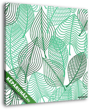 Foliage green leaves seamless pattern - vászonkép 3D látványterv