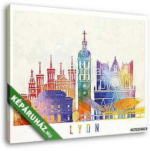 Lyon landmarks watercolor poster - vászonkép 3D látványterv