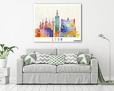 Lyon landmarks watercolor poster (vászonkép) - vászonkép, falikép otthonra és irodába