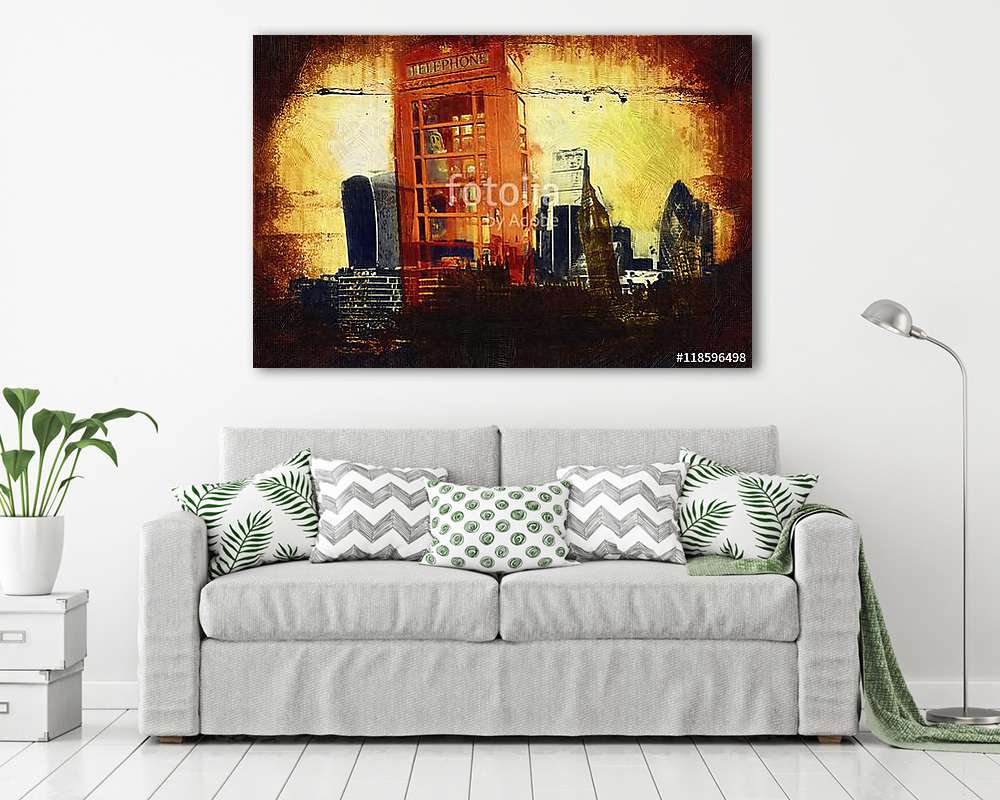 London oil art illustration - vászonkép, falikép vásárlás London oil art illustration (többrészes kép) - vászonkép, falikép otthonra és irodába