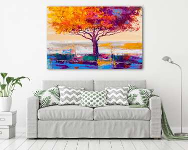 Őszi színes lombkorona (olajfestmény reprodukció) (vászonkép) - vászonkép, falikép otthonra és irodába