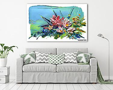 Absztrakt művészi virágok  (olajfestmény reprodukció) (vászonkép) - vászonkép, falikép otthonra és irodába