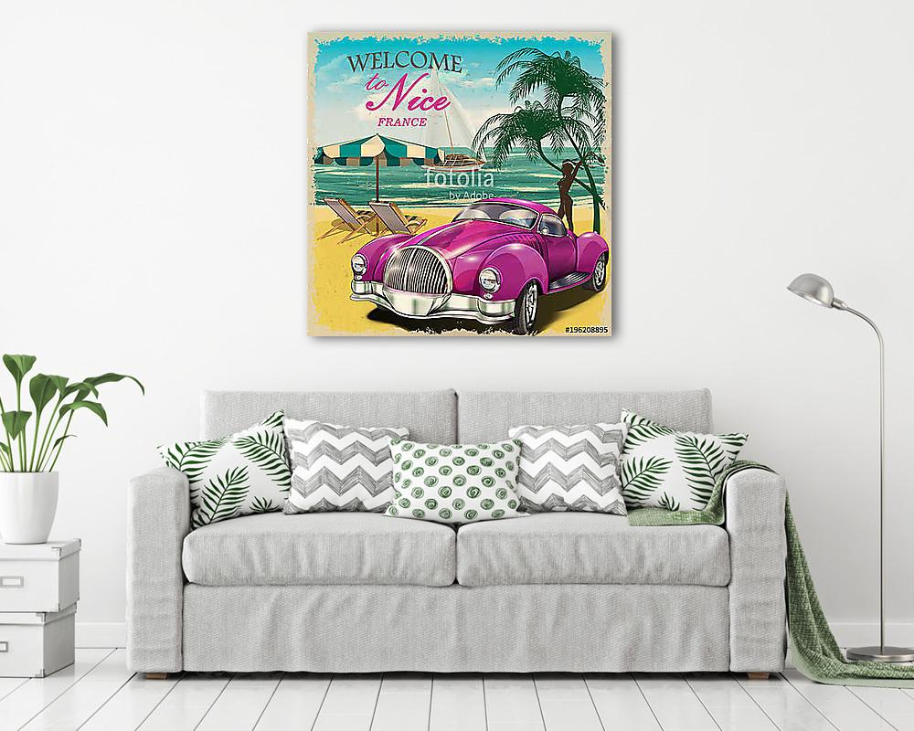 Welcome to Nice retro poster.Печать - vászonkép, falikép vásárlás Welcome to Nice retro poster.Печать (keretezett kép) - vászonkép, falikép otthonra és irodába