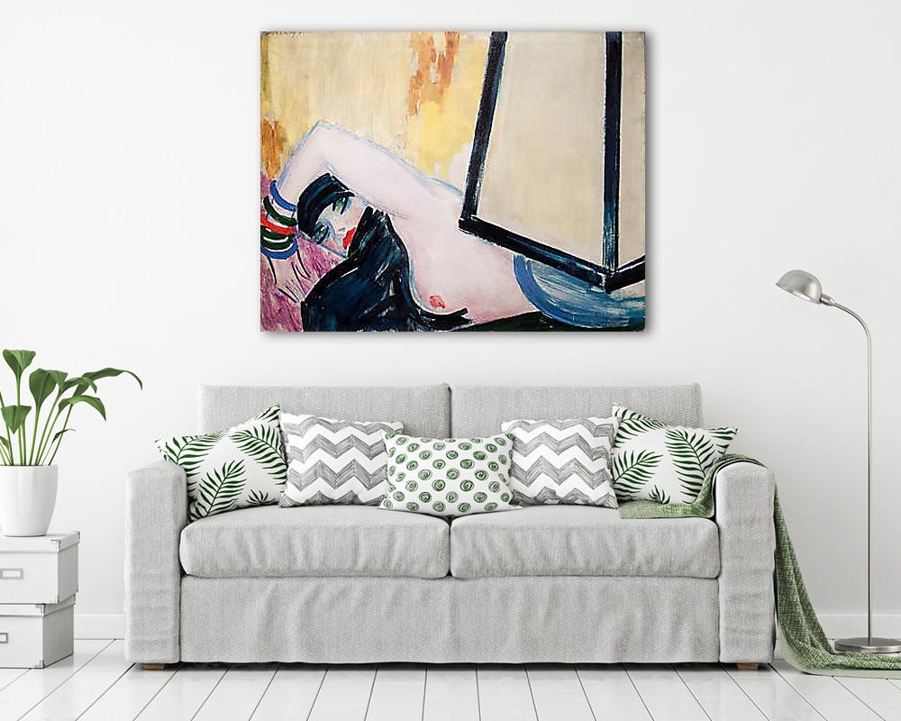 Női akt kék lámpával (poszter) - vászonkép, falikép otthonra és irodába