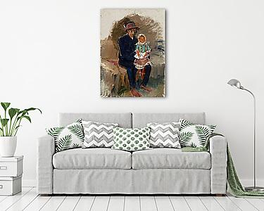 Roma férfi kislányával (vászonkép) - vászonkép, falikép otthonra és irodába