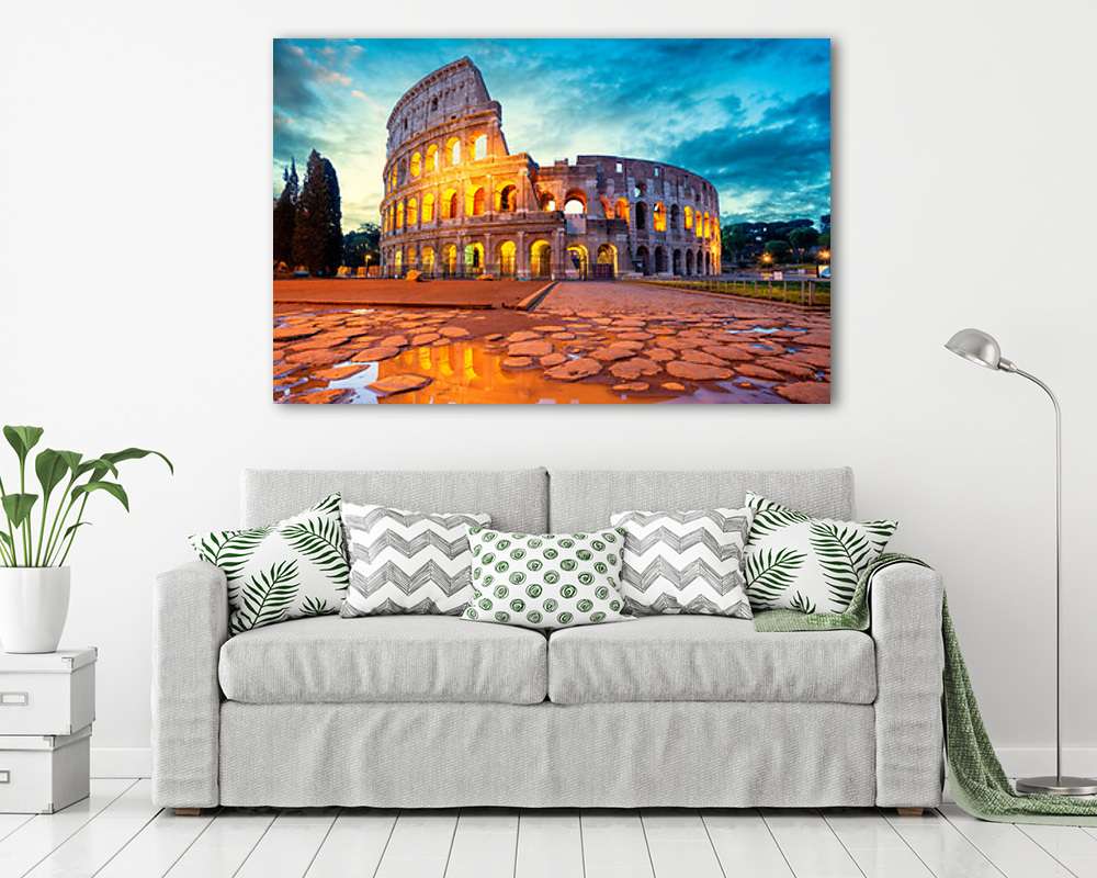 Kolosszum éjjel, Róma (keretezett kép) - vászonkép, falikép otthonra és irodába