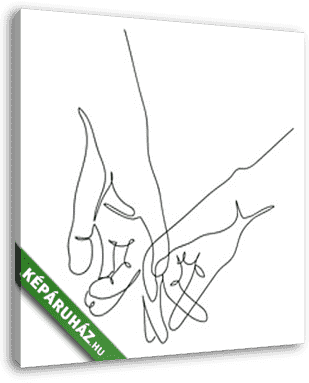 Két kéz egymást érinti (vonalrajz, line art) - vászonkép 3D látványterv