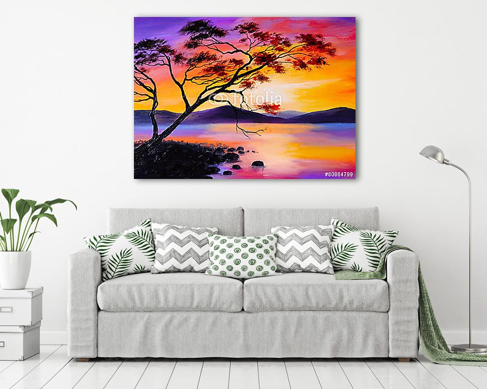 Naplemente a tónál (olajfestmény reprodukció) (fotótapéta) - vászonkép, falikép otthonra és irodába