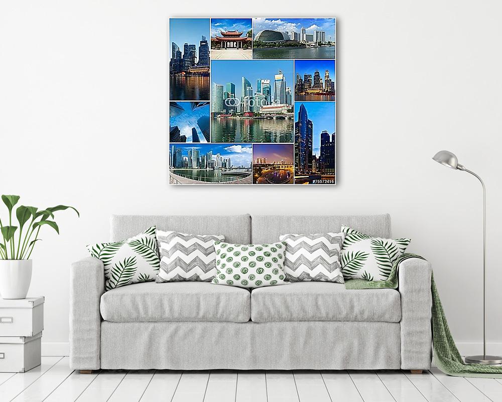 Mozaik kollázs története a szingapúri képekről (bögre) - vászonkép, falikép otthonra és irodába