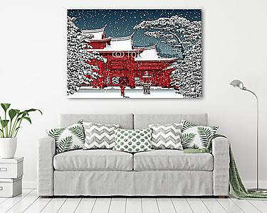 Japán vagy kínai templom hó alatt (vászonkép) - vászonkép, falikép otthonra és irodába