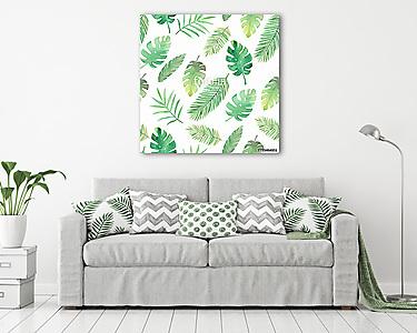 Zöld vegyes levelek tapétaminta (vászonkép) - vászonkép, falikép otthonra és irodába